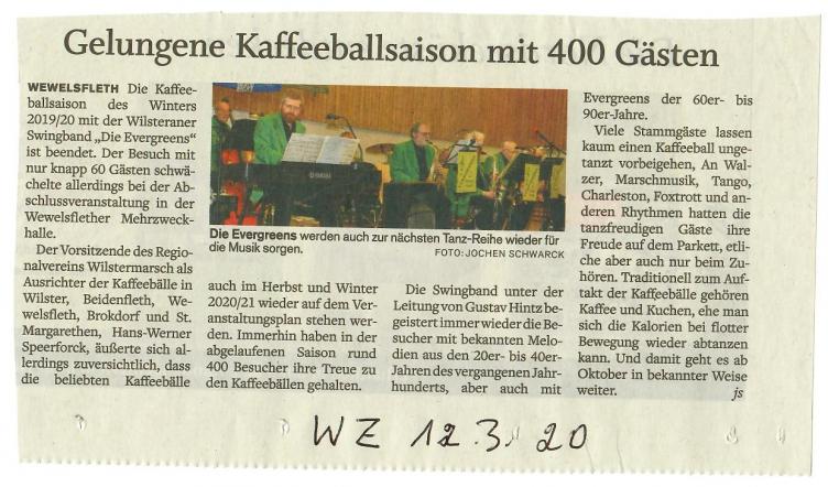 Gelungene Kaffeeballsaison mit 400 Gästen, sh:z Wilstersche Zeitung, 12.03.