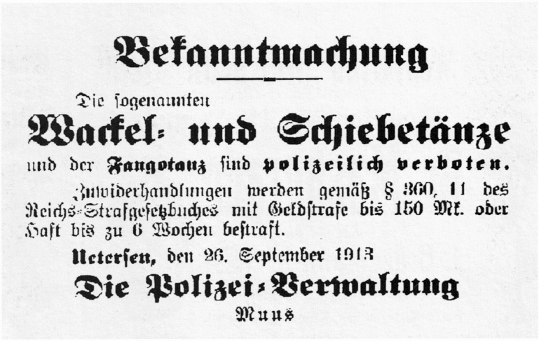Wackel-u. Schiebetanzvebot von 1913 in Uetersen